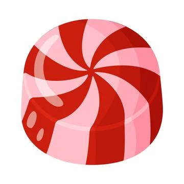 ?ound candy with bright red and light pink spiral stripe pattern. Colorful .. Stock Illustration