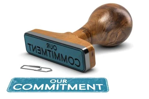 Our Commitment, Rubber Stamp Text Over White Background Illustrazione stock