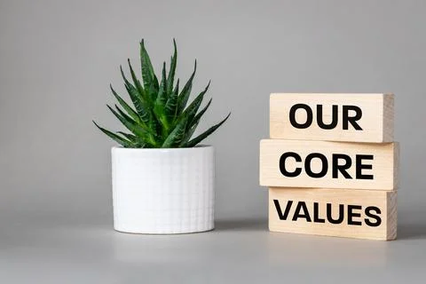 Our core values symbol. Concept biznesu, Our core values on wooden blocks. .. Stock Photos