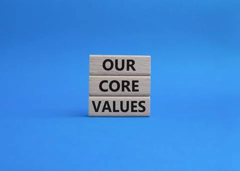 Our core values symbol. Concept words 'Our core values' on wooden blocks. B.. Foto stock
