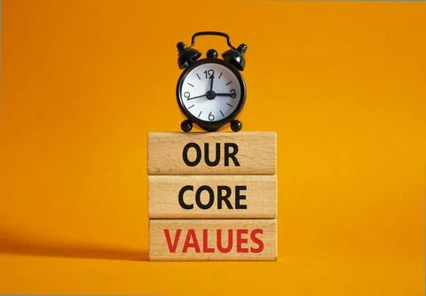 Our core values symbol. Concept words Our core values on wooden blocks. Bea.. Stock-Fotos