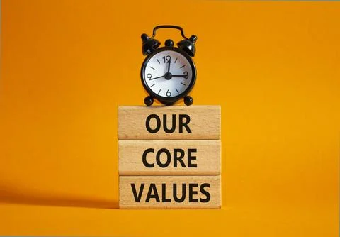 Our core values symbol. Concept words Our core values on wooden blocks. Bea.. Stock-Fotos