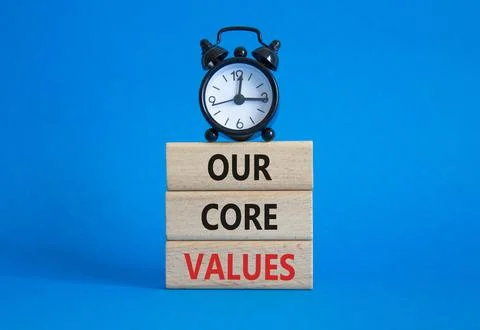 Our core values symbol. Concept words Our core values on wooden blocks. Bea.. Stock-Fotos