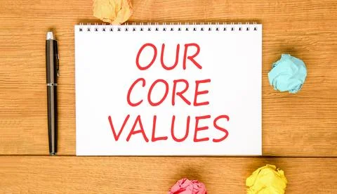 Our core values symbol. Concept words Our core values on beautiful white no.. Stock Photos
