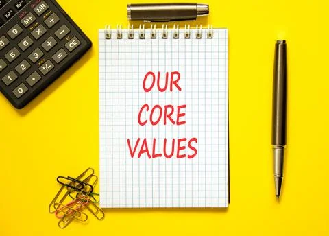 Our core values symbol. Concept words Our core values on beautiful white no.. Stock Photos