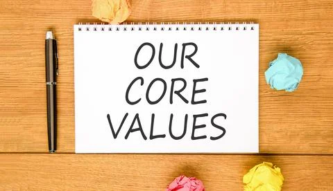 Our core values symbol. Concept words Our core values on beautiful white no.. 스톡 사진