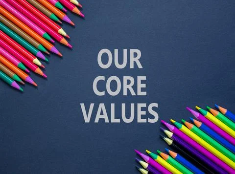 Our core values symbol. Concept words Our core values on beautiful black pa.. Stock Photos