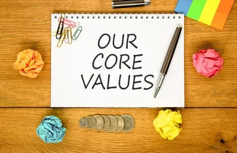 Our core values symbol. Concept words Our core values on beautiful white no.. Stock Photos