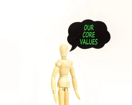 Our core values symbol. Concept words Our core values on beautiful black sp.. Stock Photos