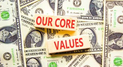 Our core values symbol. Concept words Our core values on beautiful wooden b.. 库存照片