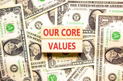 Our core values symbol. Concept words Our core values on beautiful wooden b.. Stockfoto's