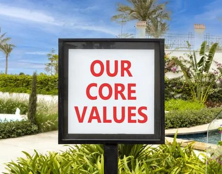 Our core values words symbol. Concept words Our core values on beautiful wh.. 库存照片