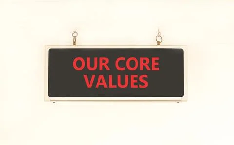Our core values words symbol. Concept words Our core values on beautiful bl.. Stock Photos
