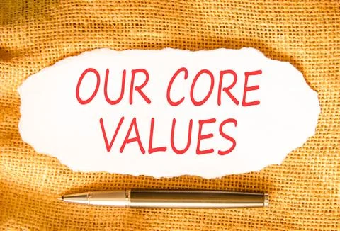 Our core values words symbol. Concept words Our core values on beautiful wh.. 库存照片