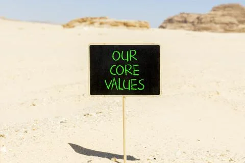 Our core values words symbol. Concept words Our core values on beautiful blac Stock Photos