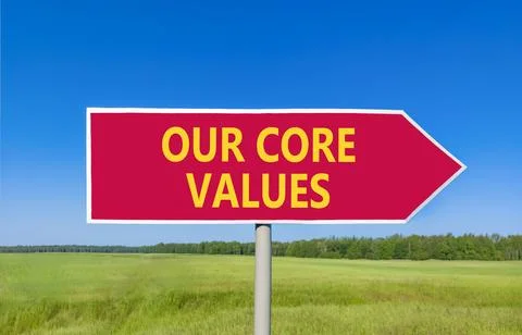 Our core values words symbol. Concept words Our core values on beautiful re.. Stock Photos
