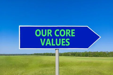 Our core values words symbol. Concept words Our core values on beautiful bl.. 库存照片