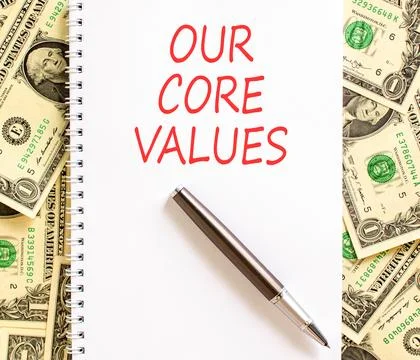 Our core values words symbol. Concept words Our core values on beautiful wh.. 库存照片
