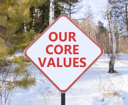 Our core values words symbol. Concept words Our core values on beautiful wh.. Foto stock