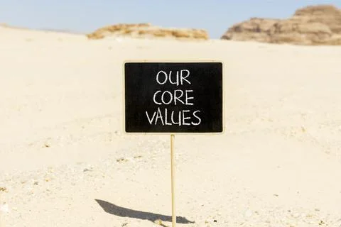 Our core values words symbol. Concept words Our core values on beautiful blac Foto stock