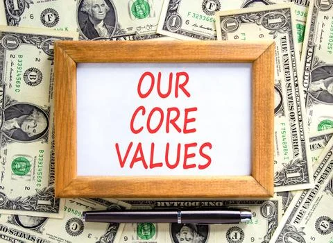 Our core values words symbol. Concept words Our core values on beautiful fr.. Foto stock