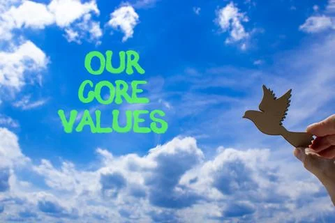 Our core values words symbol. Concept words Our core values on beautiful bl.. 스톡 사진