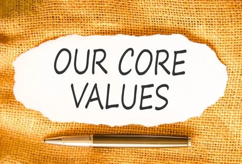 Our core values words symbol. Concept words Our core values on beautiful wh.. Foto stock
