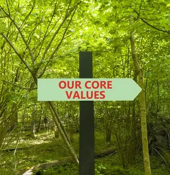 Our core values words symbol. Concept words Our core values on beautiful gr.. Stock Photos