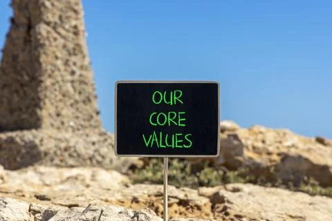 Our core values words symbol. Concept words Our core values on beautiful bl.. 写真素材