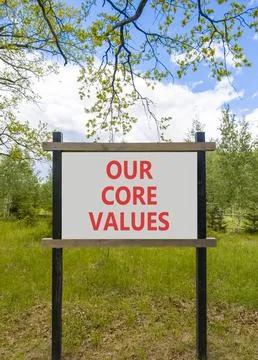 Our core values words symbol. Concept words Our core values on beautiful whit Foto stock