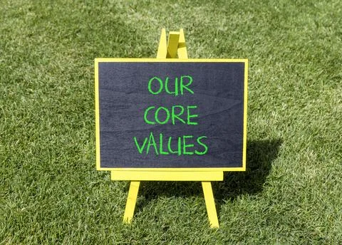 Our core values words symbol. Concept words Our core values on beautiful bl.. Foto stock
