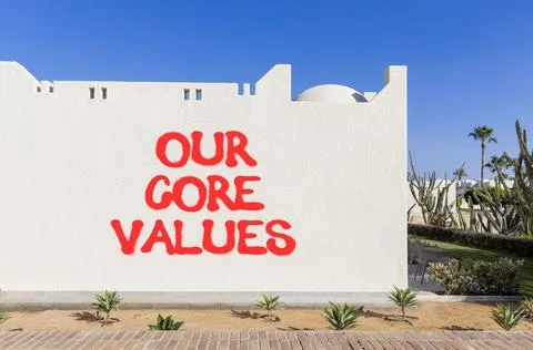 Our core values words symbol. Concept words Our core values on beautiful wh.. Foto stock