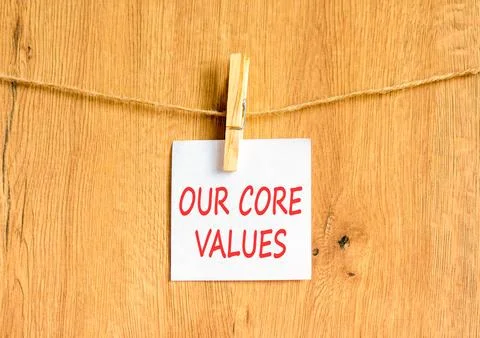 Our core values words symbol. Concept words Our core values on beautiful wh.. Foto stock