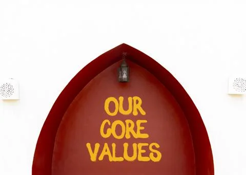 Our core values words symbol. Concept words Our core values on beautiful re.. Foto stock