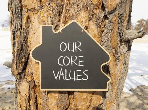 Our core values words symbol. Concept words Our core values on beautiful bl.. Stock Photos