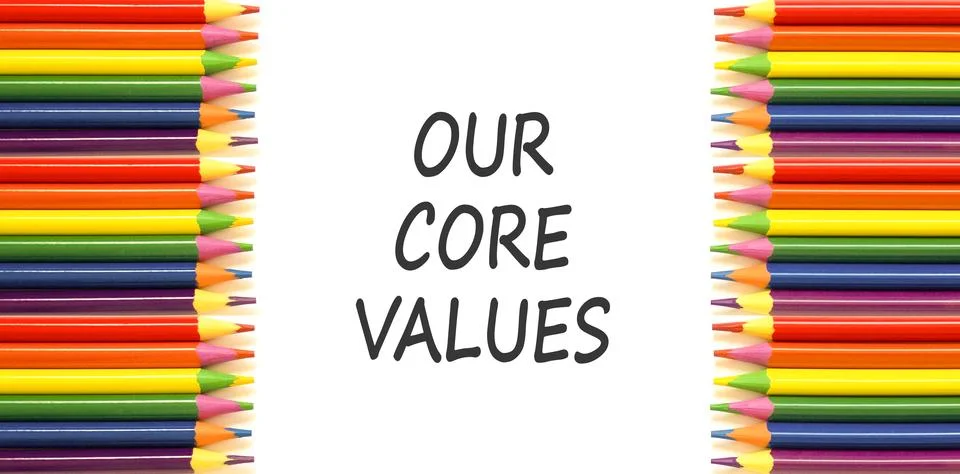 Our core values words symbol. Concept words Our core values on beautiful wh.. Stock Photos