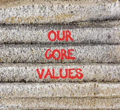 Our core values words symbol. Concept words Our core values on beautiful gr.. Foto stock