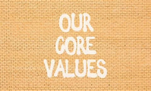 Our core values words symbol. Concept words Our core values on beautiful br.. Stock Photos