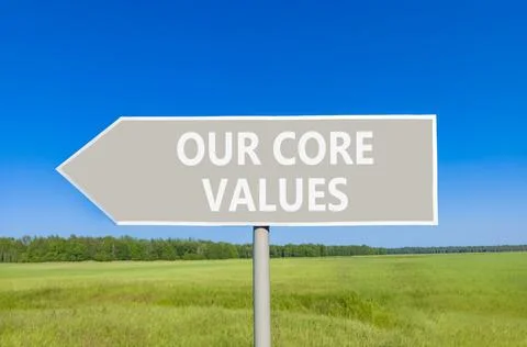 Our core values words symbol. Concept words Our core values on beautiful gr.. 库存照片
