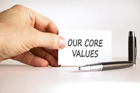 Our core values words symbol. Concept words Our core values on beautiful wh.. 库存照片