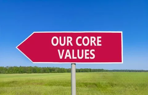 Our core values words symbol. Concept words Our core values on beautiful re.. Stock Photos