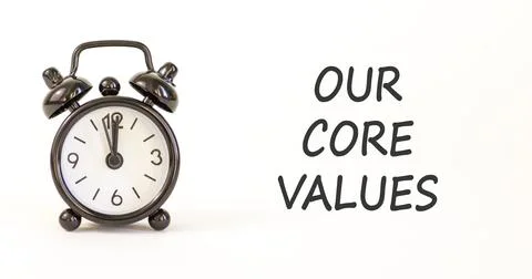 Our core values words symbol. Concept words Our core values on beautiful whit 库存照片