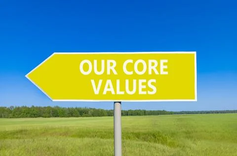 Our core values words symbol. Concept words Our core values on beautiful ye.. 库存照片