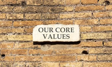 Our core values words symbol. Concept words Our core values on beautiful wh.. Stock Photos