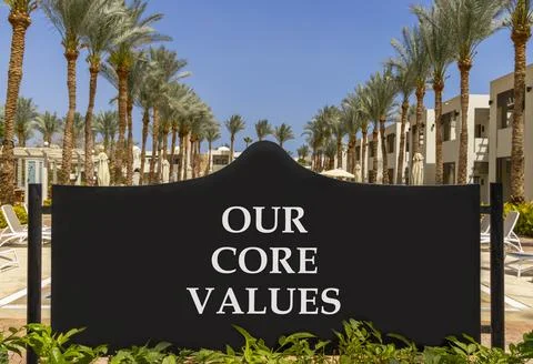 Our core values words symbol. Concept words Our core values on beautiful bl.. Stock Photos