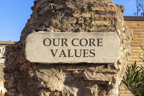 Our core values words symbol. Concept words Our core values on beautiful wh.. Stock Photos