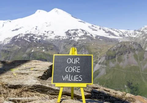 Our core values words symbol. Concept words Our core values on beautiful blac Stock Photos