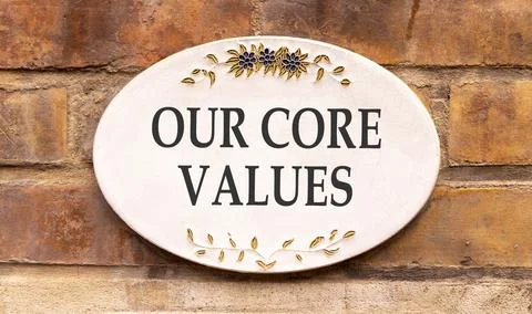 Our core values words symbol. Concept words Our core values on beautiful wh.. Stock Photos