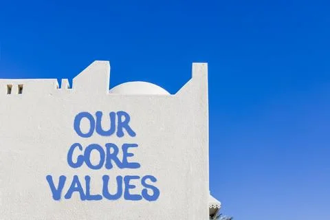 Our core values words symbol. Concept words Our core values on beautiful wh.. Stock Photos