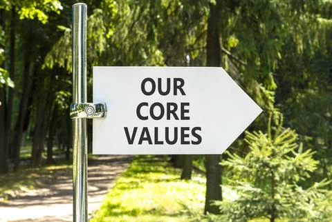 Our core values words symbol. Concept words Our core values on beautiful wh.. Stock Photos